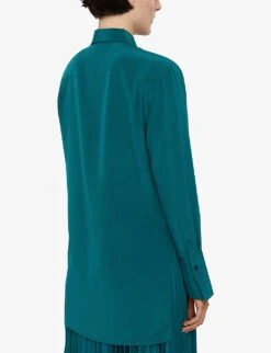 Joseph Bold Relaxed-fit Silk-crepe Shirt -Ress Clothing Shop R04203797 DARKTEAL ALT03