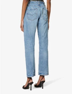 Heavy Distressed Straight-leg Mid-rise Jeans -Ress Clothing Shop R04204157 MIDBLUE ALT03