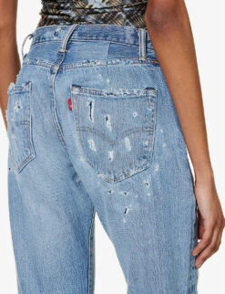 Heavy Distressed Straight-leg Mid-rise Jeans -Ress Clothing Shop R04204157 MIDBLUE ALT05