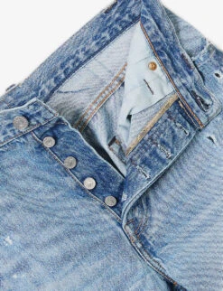 Heavy Distressed Straight-leg Mid-rise Jeans -Ress Clothing Shop R04204157 MIDBLUE ALT06