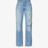 Heavy Distressed Straight-leg Mid-rise Jeans