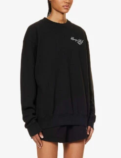 Country Club Brand-print Relaxed-fit Cotton-jersey Sweatshirt -Ress Clothing Shop R04205106 BLACKWHITE ALT02