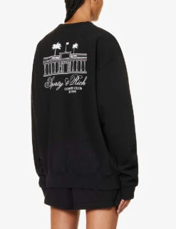 Country Club Brand-print Relaxed-fit Cotton-jersey Sweatshirt -Ress Clothing Shop R04205106 BLACKWHITE ALT03