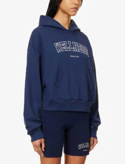 Wellness Ivy Slogan-embroidered Cotton-jersey Hoody -Ress Clothing Shop R04205122 NAVYWHITE ALT02