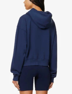 Wellness Ivy Slogan-embroidered Cotton-jersey Hoody -Ress Clothing Shop R04205122 NAVYWHITE ALT03