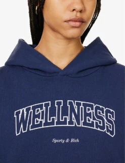 Wellness Ivy Slogan-embroidered Cotton-jersey Hoody -Ress Clothing Shop R04205122 NAVYWHITE ALT04