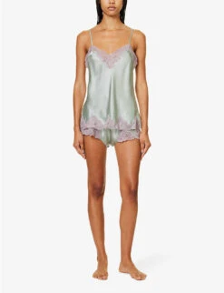 Morgan Retro Lace-trimmed Silk Pyjama Shorts 8 Morgan Retro Lace-trimmed Silk Pyjama Shorts -Ress Clothing Shop R04207754 SAGEMAUVALOUS ALT01