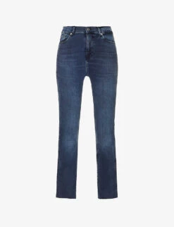 7 For All Mankind Slim Kick Belt-loop Mid-rise Straight-leg Stretch-denim Jeans