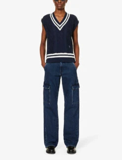 7 For All Mankind Tess Flap-pocket Mid-rise Straight-leg Stretch-denim Jeans -Ress Clothing Shop R04209095 DARKBLUE ALT01