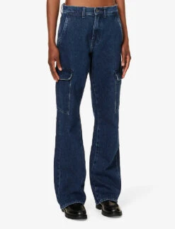 7 For All Mankind Tess Flap-pocket Mid-rise Straight-leg Stretch-denim Jeans -Ress Clothing Shop R04209095 DARKBLUE ALT02