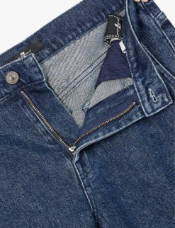 7 For All Mankind Tess Flap-pocket Mid-rise Straight-leg Stretch-denim Jeans -Ress Clothing Shop R04209095 DARKBLUE ALT06