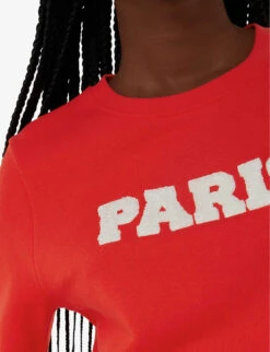 Whistles Paris-logo Relaxed-fit Cotton Sweatshirt 11 Whistles Paris-logo Relaxed-fit Cotton Sweatshirt -Ress Clothing Shop R04213104 RED ALT04